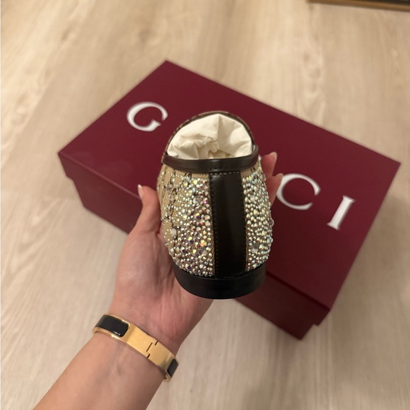 Gucci Tan GG Crystal Embellished Loafers - Picture 4 of 8